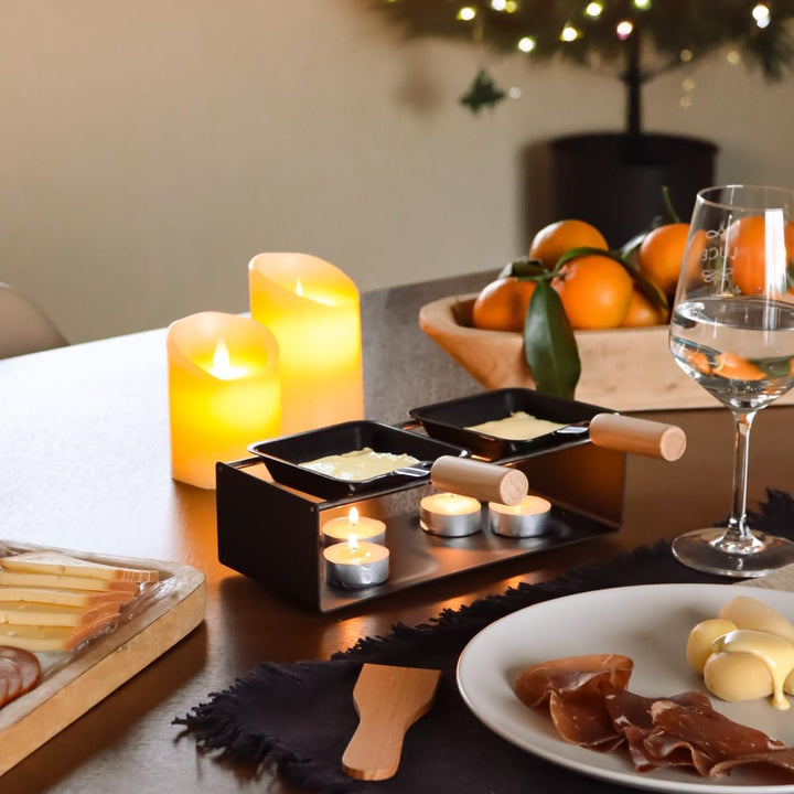 Linxor - Raclette-Gerät mit Metallkerze, inklusive Spatel und Kerzen - 2 Personen