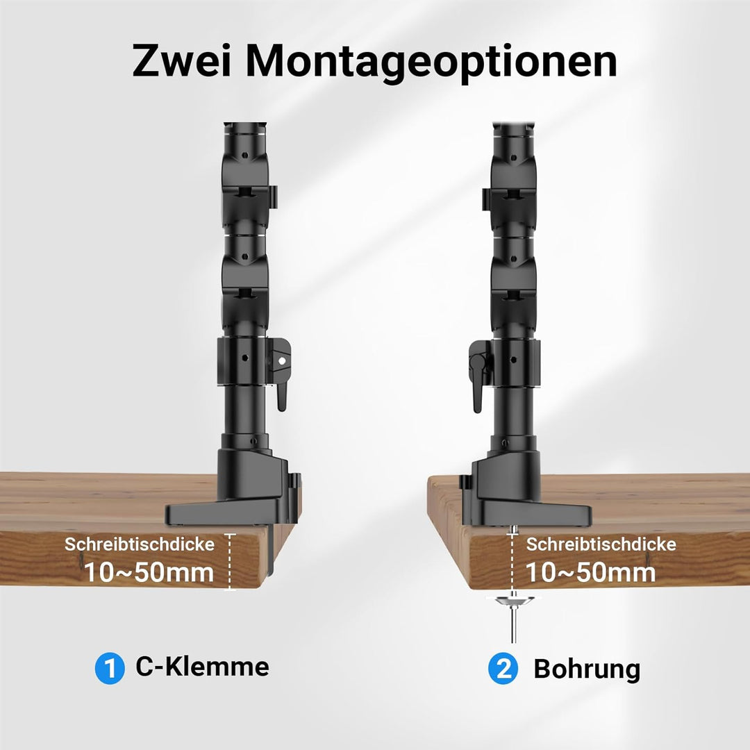 Wiltec Dreifach Monitorhalterung Schreibtisch mit 360° VESA-Platte, Bildschirmhalterung bis 9 kg pro