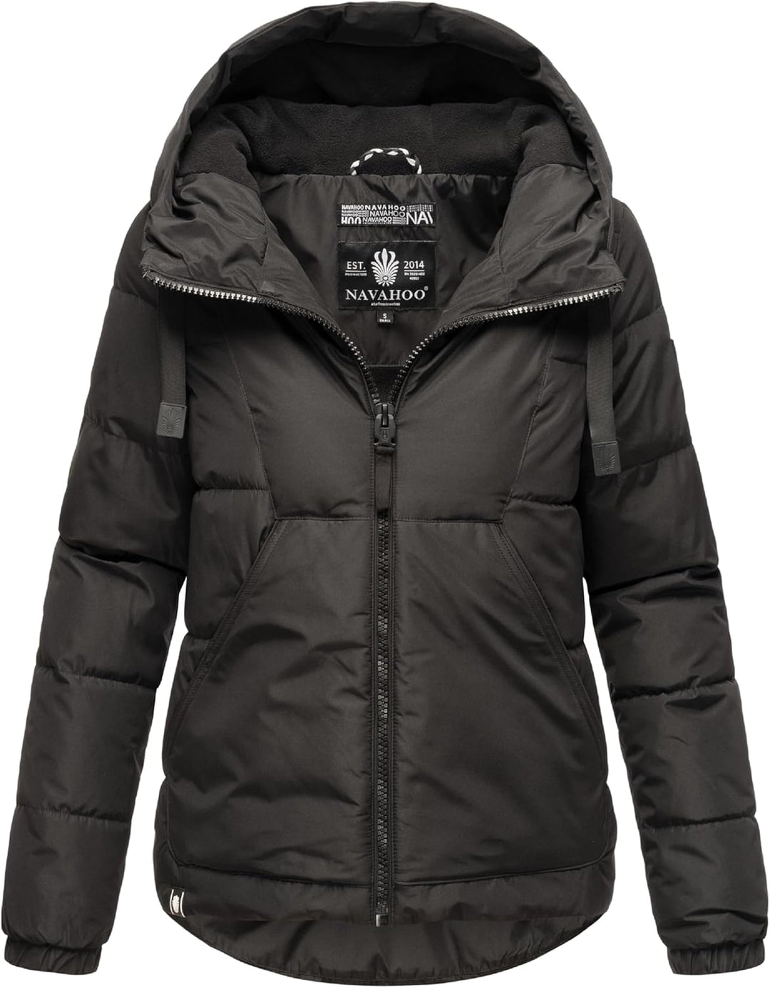 Navahoo Damen Winterjacke Steppjacke warm mit Kapuze Eisbällchen XS-XXL S Schwarz, S Schwarz
