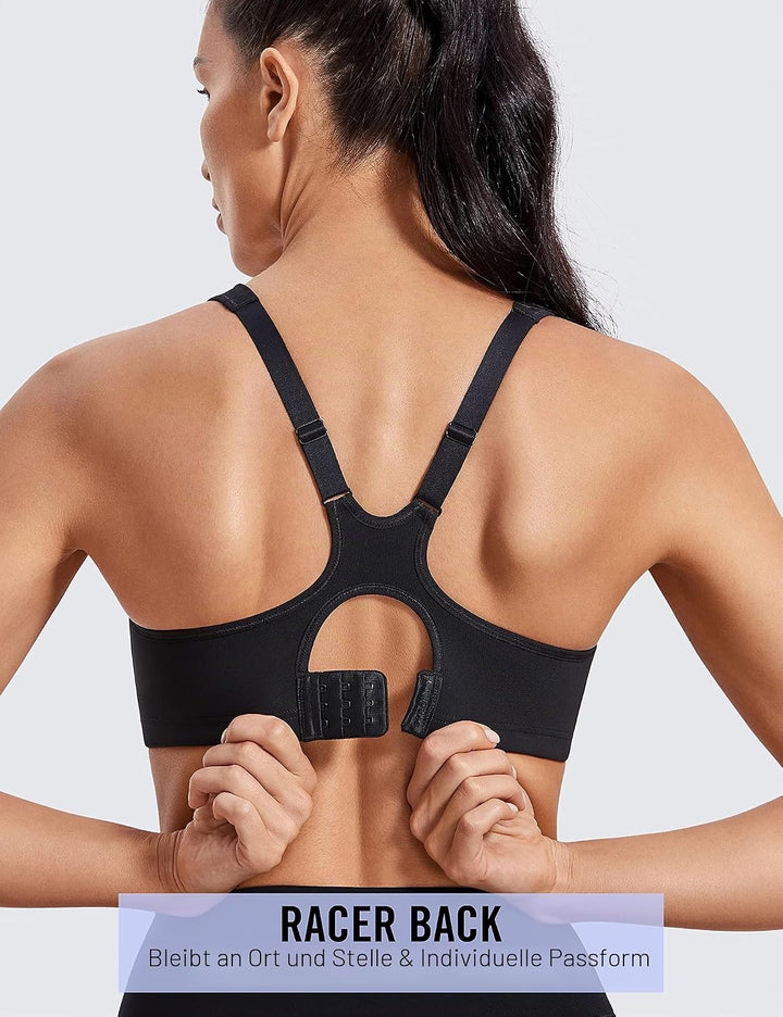SYROKAN Damen Starker Halt Sport BH - Mesh mit Bügel Ringerrücken Ohne Einlagen Fitness Lauf Joggen