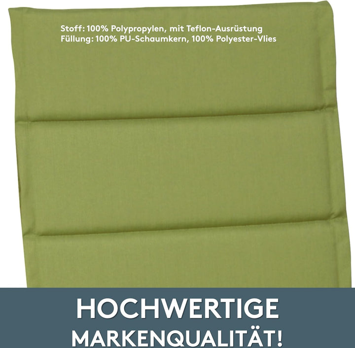 LILENO HOME Gartenstuhl Auflagen als [1er Set - Niedriglehner] in Grün - Bequeme Liegen als Sitzaufl