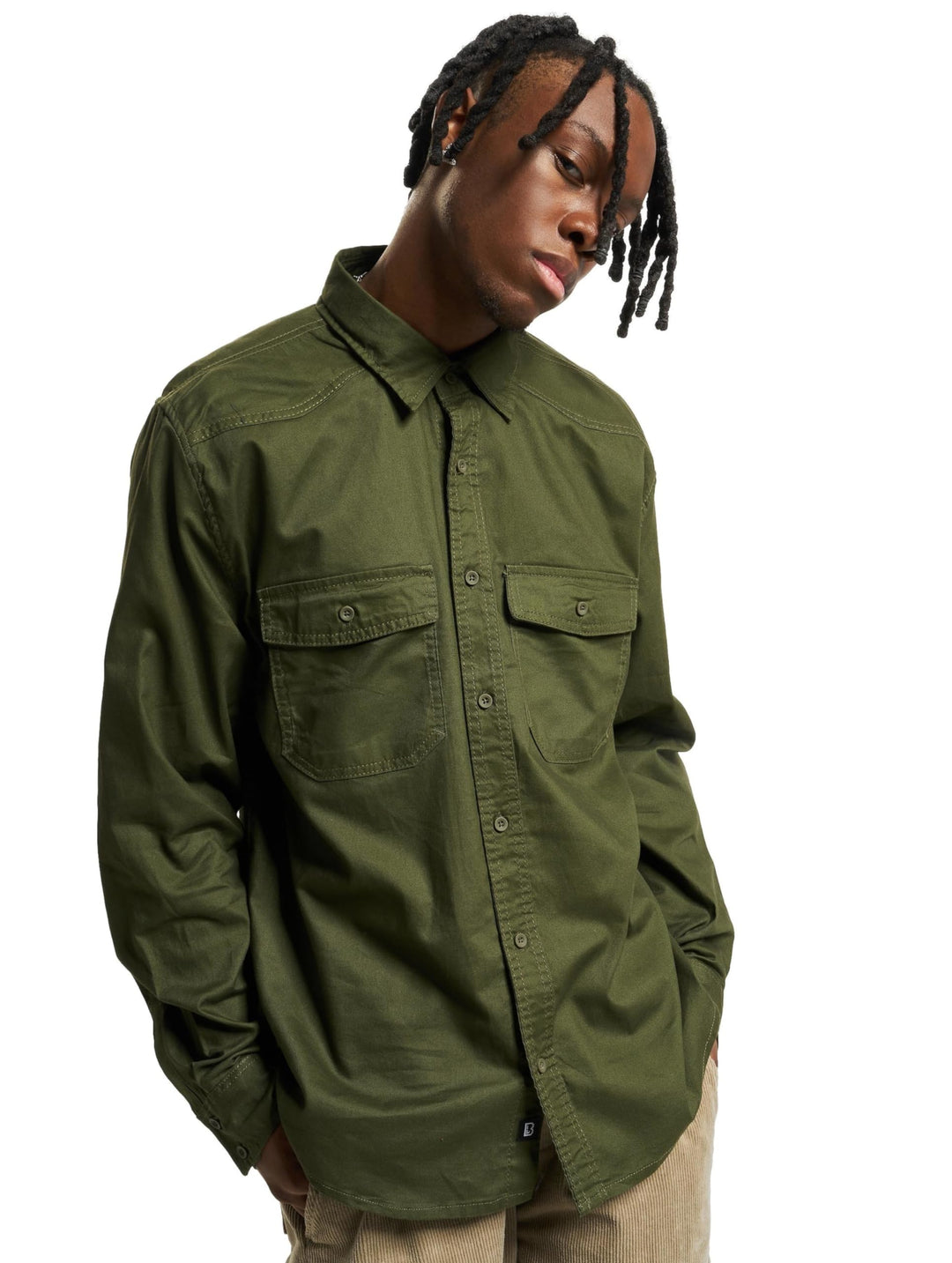 Brandit Herren Flannel Shirt Long Sleeve Hemd, Oliv