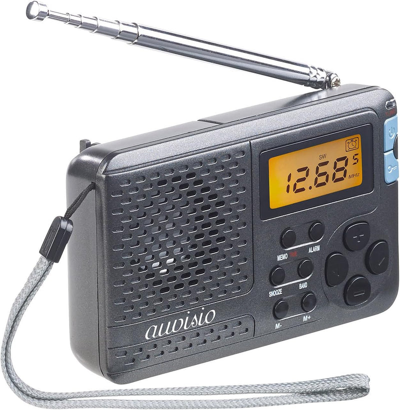 auvisio Taschenradio: 12-Band-Weltempfänger FM/MW/KW, mit Wecker & Sleeptimer (Taschenradios, Mini R