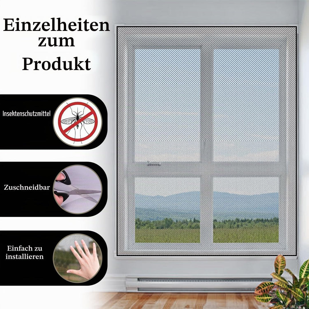 Moskitonetze für Fenster, 6 Stück Fliegengitter für Fenster, mit 6 Rollen Selbstklebeband, Mückensch