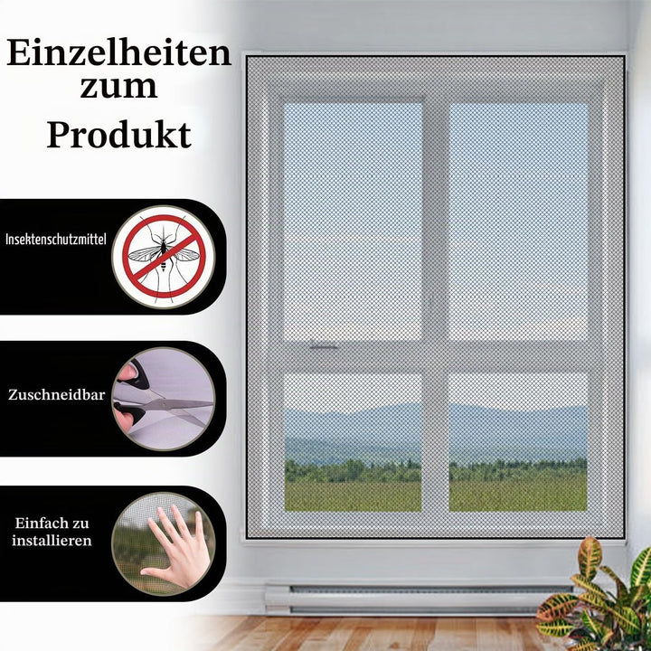 Moskitonetze für Fenster, 6 Stück Fliegengitter für Fenster, mit 6 Rollen Selbstklebeband, Mückensch