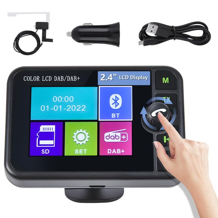 Hikity DAB/DAB+ Tragbarer Radio Adapter mit 2.4 Zoll Color Large LCD Display für Android Autoradio m