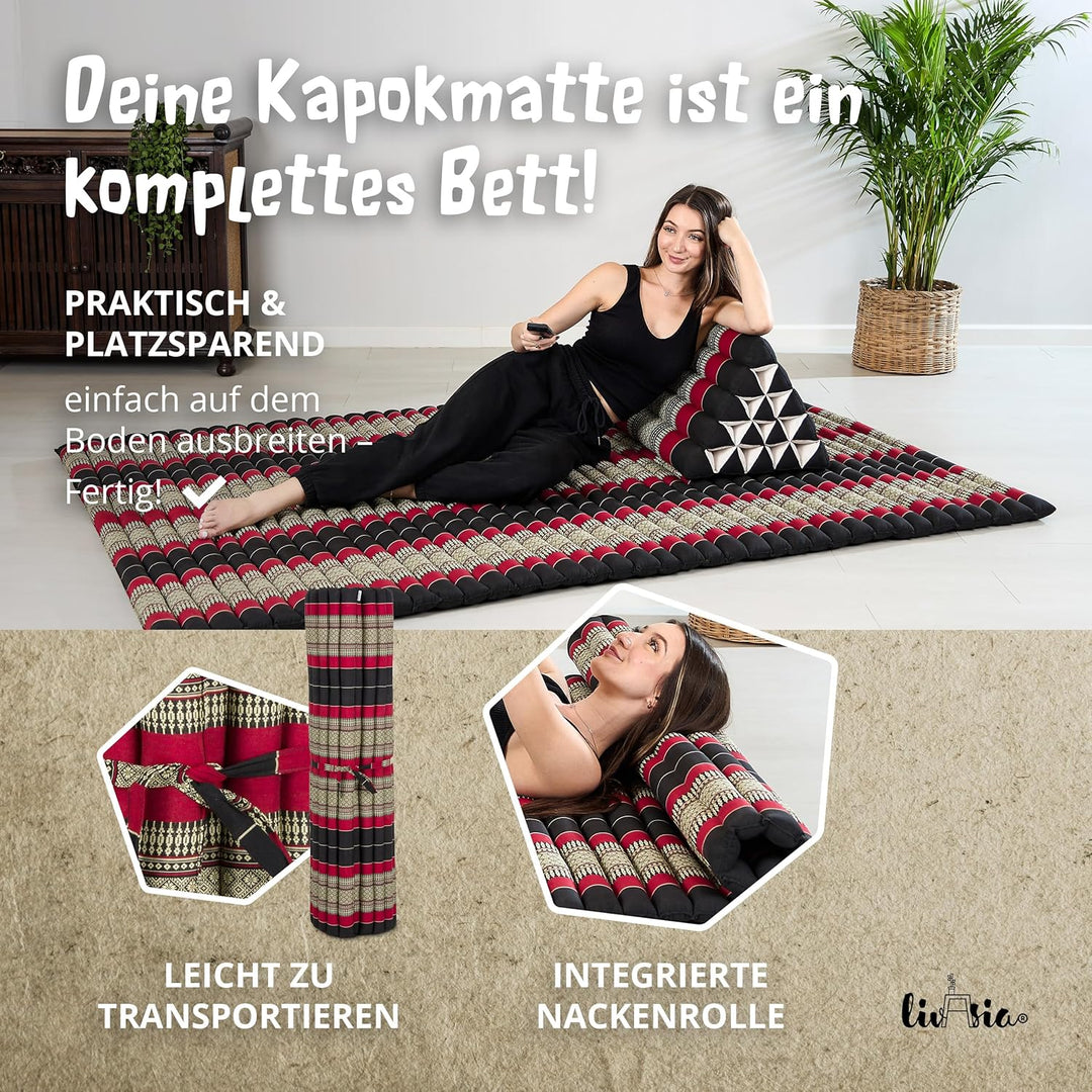livasia Rollmatte Rollmatratze L-200x110x4,5cm, Gästebett Gästematratze 1 Person, Reisebett Kofferra