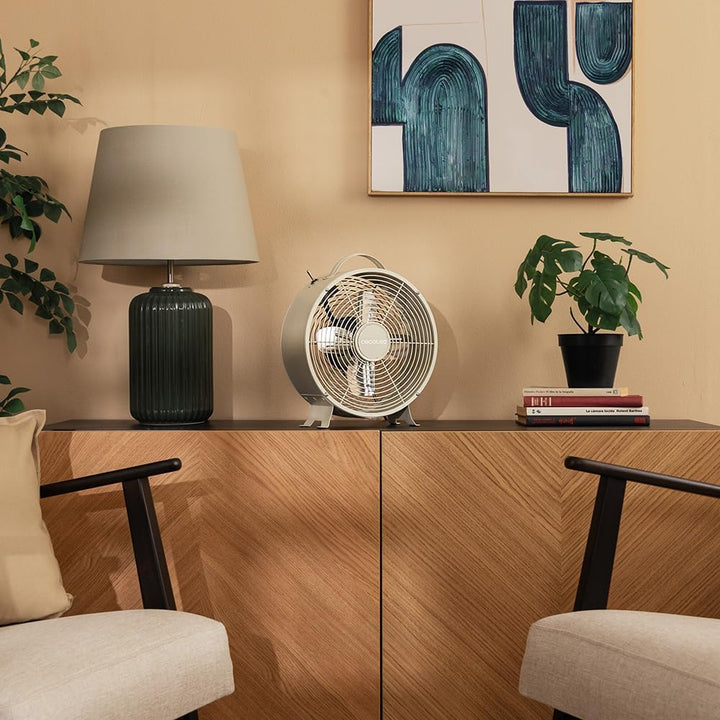 Cecotec - Tischventilatoren EnergySilence 400 RetroDesk Beige, 25 W Strom, 8 Zoll, 4 aerodynamische