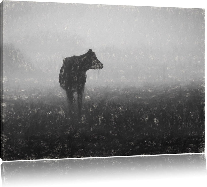 Pixxprint fressende Kuh auf der Weide als Leinwandbild/Grösse: 100x70 / Wandbild/Kunstdruck/fertig b