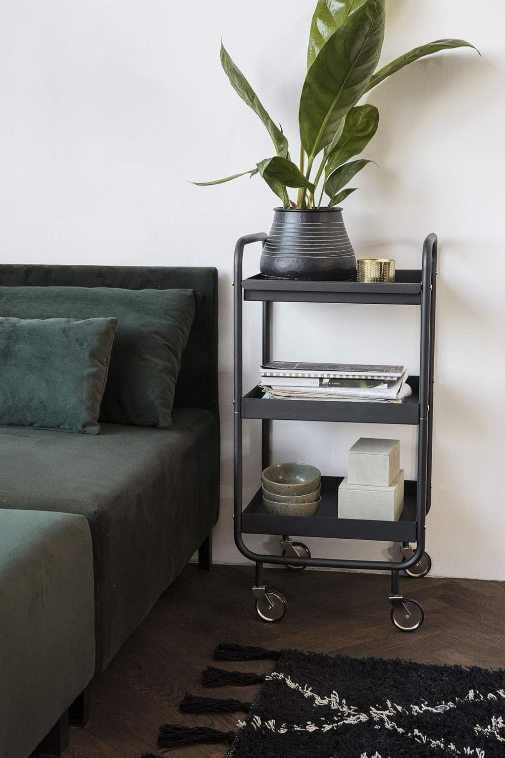 House Doctor Servierwagen, Schwarz, 42 x 38 cm, Schwarz