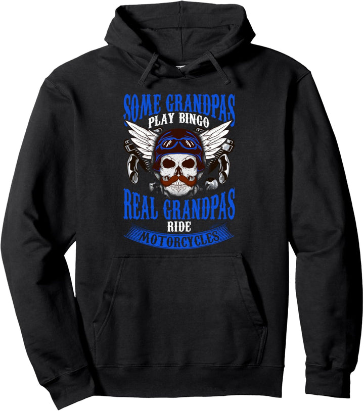 Echte Opas fahren Motorrad Geschenk Biker Papa Schädel Pullover Hoodie