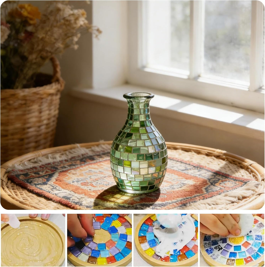 1100 Stück Mosaiksteine zum Basteln, 1kg Kristall Mosaik Bastelset, 1x1 CM Bunte Steine Mosaikfliese