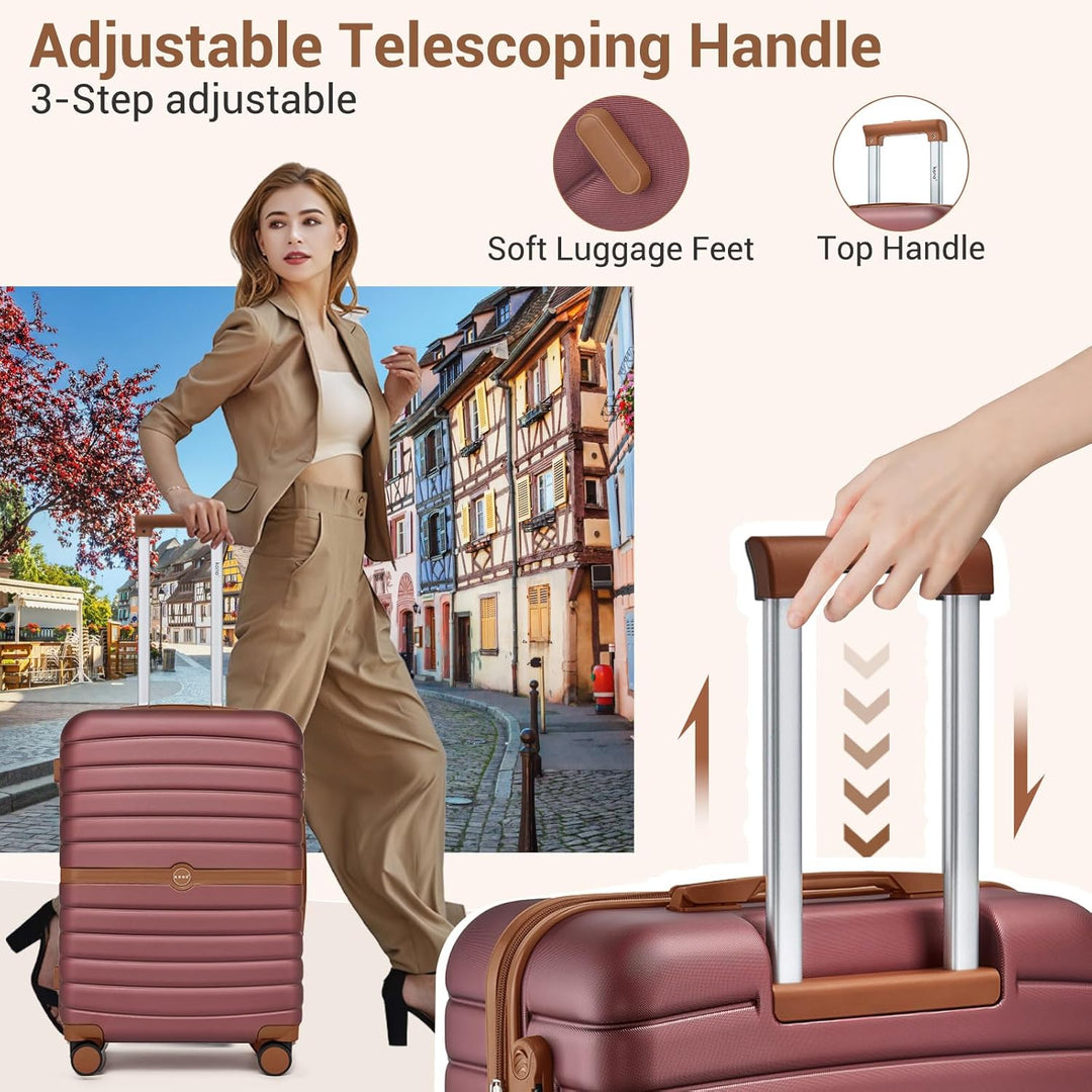 KONO Mittelgrosser Reisekoffer, Hartschalenkoffer aus ABS+PC, Check-in Trolley mit 4 Rollen, Zahlens