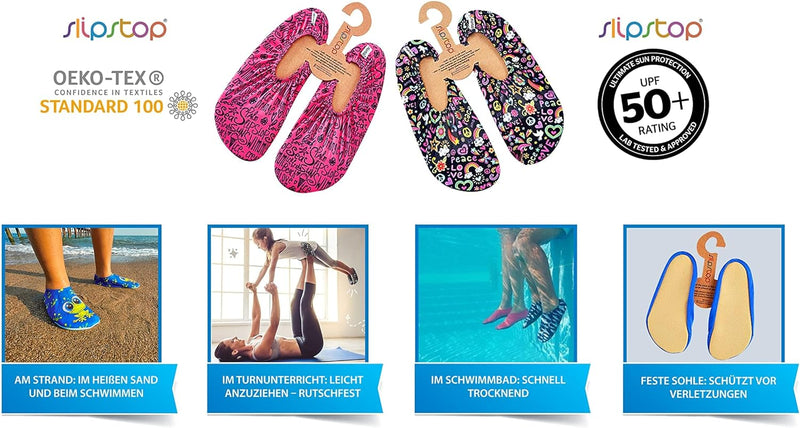Slipstop Kinder Strandschuhe Anti Rutsch Sport Schuhe Schwimm- Badeschuhe Urlaub Unisex Sonnenschutz