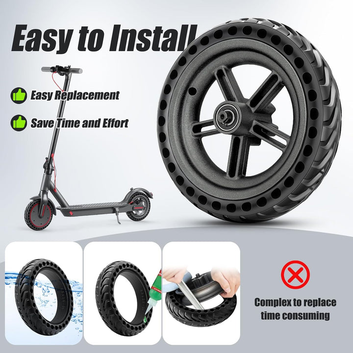 Amitor für Xiaomi M365 Hinterrad Komplett, All-in-One Vollgummireifen E Scooter 8,5 Zoll mit Felge,
