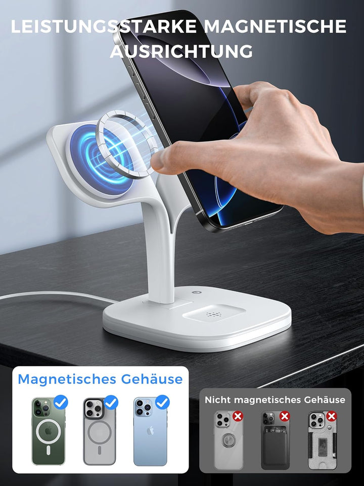 3 in 1 Ladestation für Apple Watch und iPhone mit Magsafe Ladegerät Magnetisch für iPhone 17 Air 16