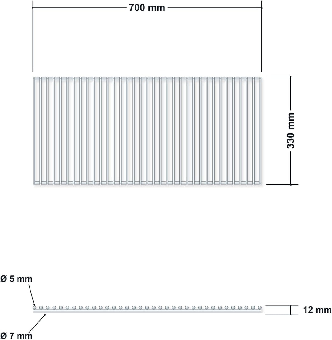 DEOS Edelstahl-Grillrost 70 x 33 cm - Robuster BBQ-Rost aus Edelstahl AISI 304 - Drahtdurchmesser 5m
