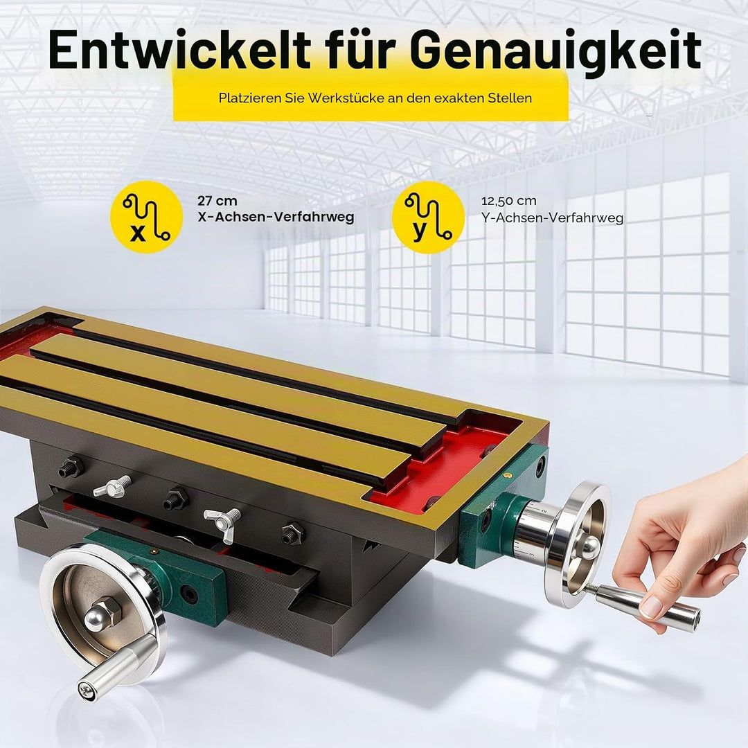 Kreuztisch 570x100mm, Frästisch, Koordinatentisch mit 270 mm X-Achse, 125 mm Y-Achse, 2‑achsiger Frä