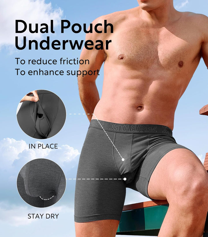 Separatec Herren Boxershorts 4er Pack Doppelbeutel Dual Pouch, Bambus Unterhosen Männer, Stretcken H