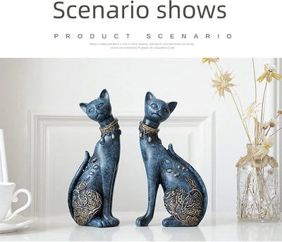 2 Stück/Set Katzenstatuen Heimdekoration Katzenfiguren Paar-Katzenstatuen für Heimdekoration, geeign