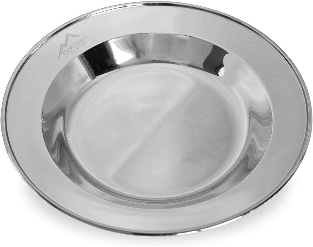 normani Camping Edelstahl Geschirrset Besteck + Teller + Tasse Silver/2 Einheitsgrösse, Silver/2 Ein