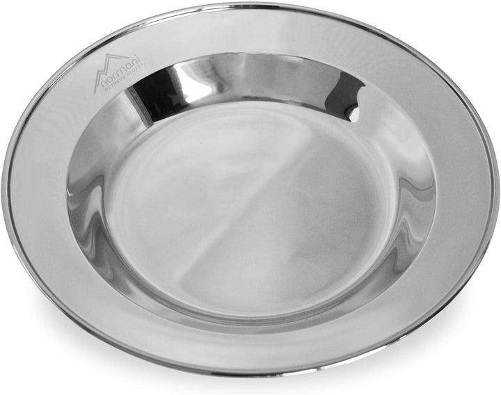 normani Camping Edelstahl Geschirrset Besteck + Teller + Tasse Silver/2 Einheitsgrösse, Silver/2 Ein