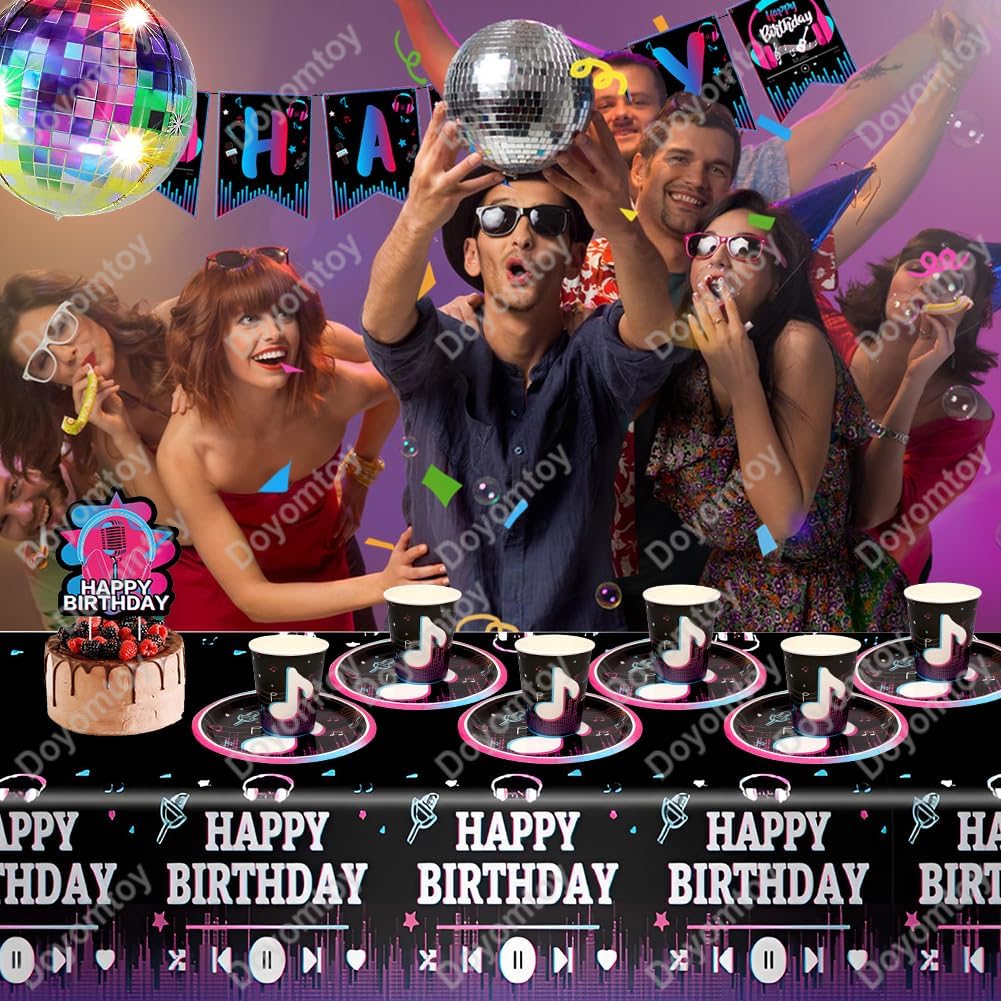Musik Geburtstag Deko,Doyomtoy 50 Stück Musiknoten Partygeschirr Set Cake Topper Musik Geburtstag Pa