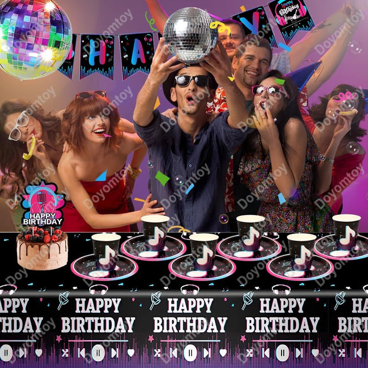 Musik Geburtstag Deko,Doyomtoy 50 Stück Musiknoten Partygeschirr Set Cake Topper Musik Geburtstag Pa