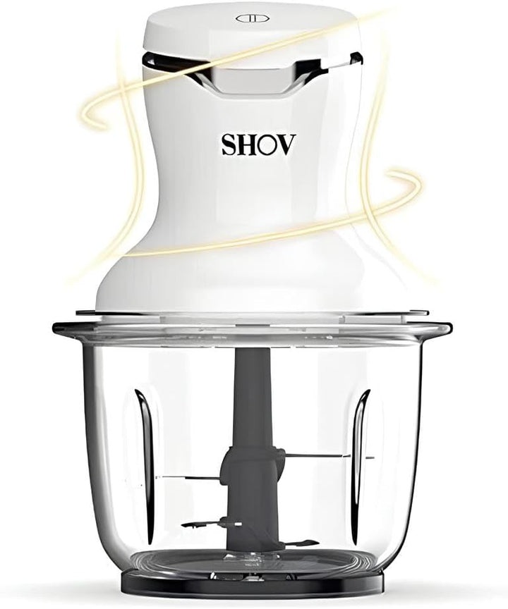 SHOV Mini Zerkleinerer Ein-Hand-Bedientaste, 700ml Glasbehälter, Gemüsezerkleinerer, elektrischer Mi