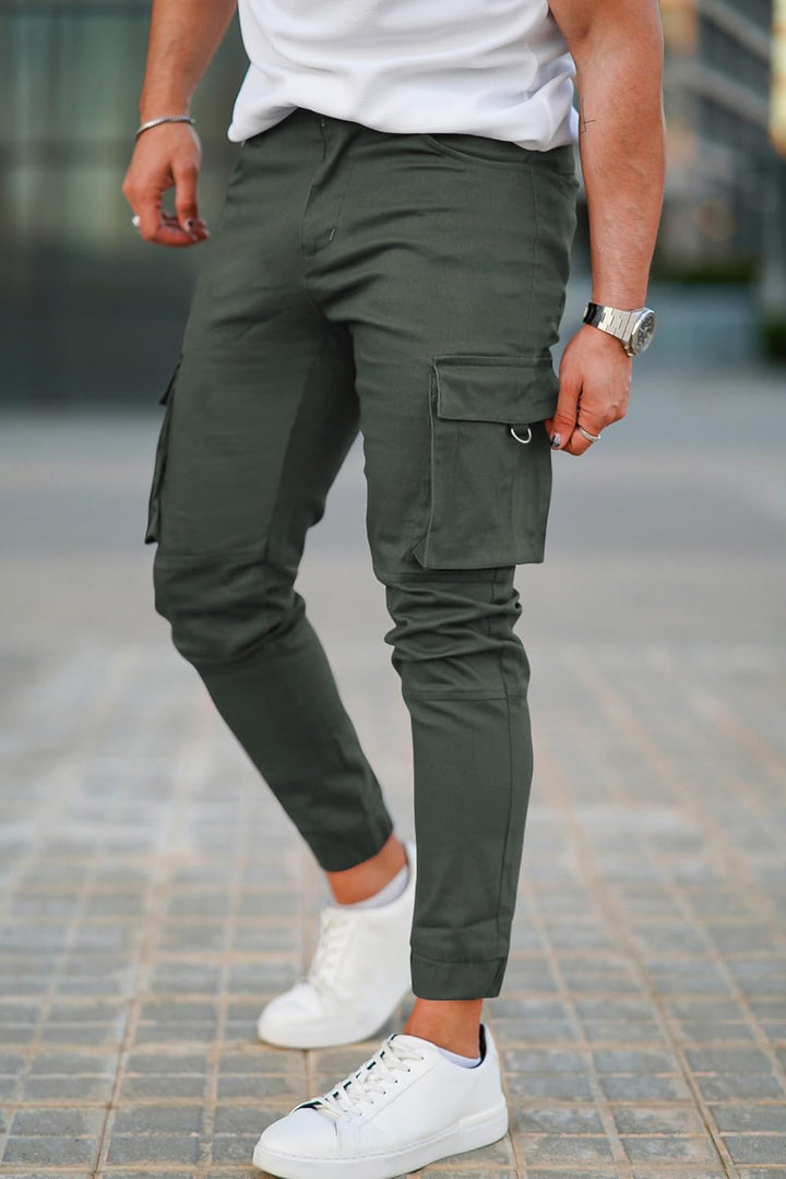 GINGTTO Herren Cargo Hose Stretch Jogginghose für Männer Casual Slim Fit Cargohose Herren Armee Grün