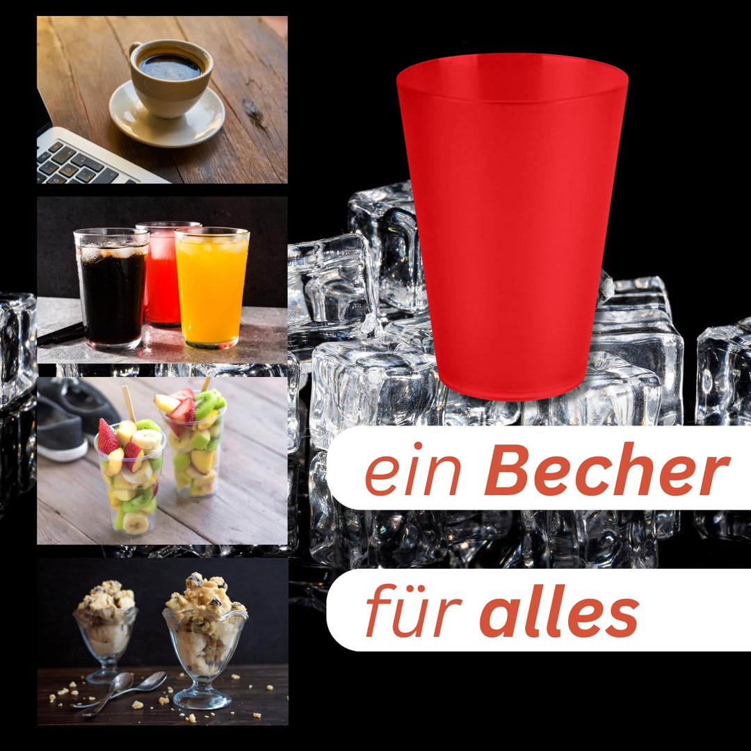 S&S-Shop 30 Hartplastik Trinkbecher 400ml, Mix Set, 6 Farben, Mehrwegbecher, Cocktailgläser, Camping