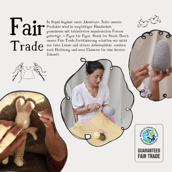 Gry &amp; Sif Filzanhänger Maus Weihnachten – Handmade Fairtrade Christbaumschmuck aus Filz – 12 x 4 cm