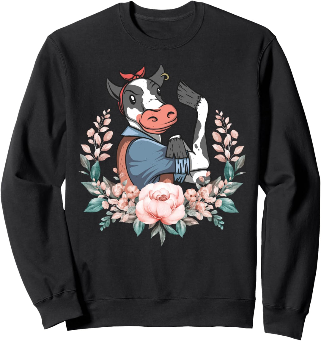 Starke Kuh Blumen Landwirtin Kühe Sweatshirt