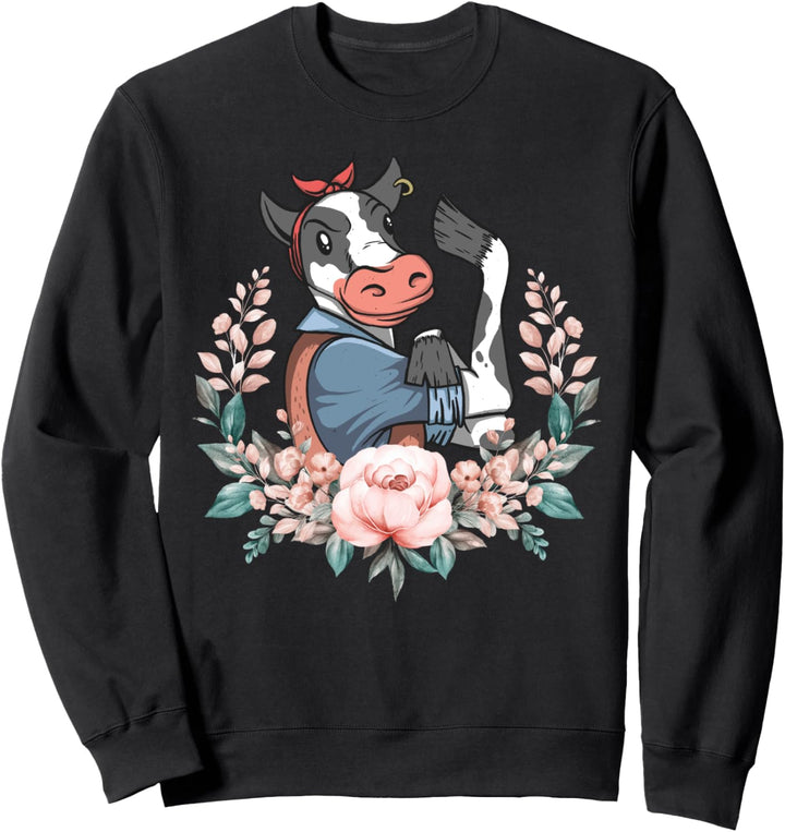 Starke Kuh Blumen Landwirtin Kühe Sweatshirt