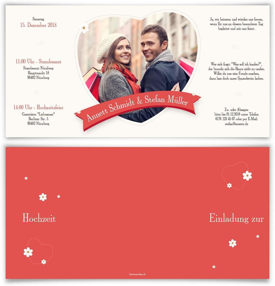 100 x Hochzeitseinladungen Hochzeit Einladungskarten Einladung Karten individuell - Gänseblümchen Li