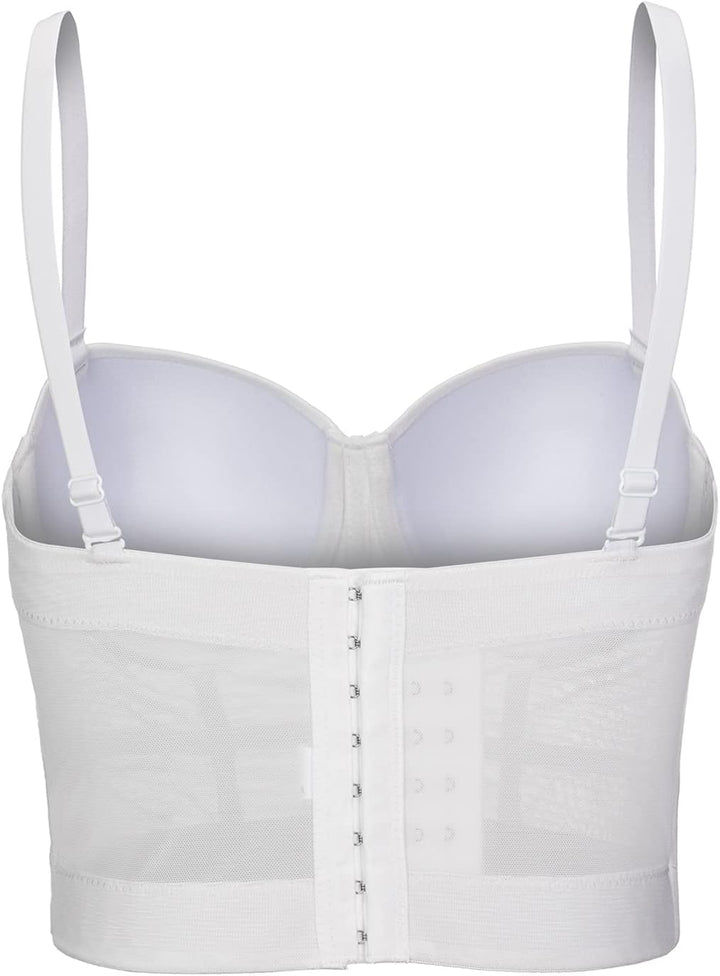 Damen Korsett Bustier BH Dessous Tank Top Trägertop Crop Top Corsage Schlanke Weste Weiss L, Weiss L