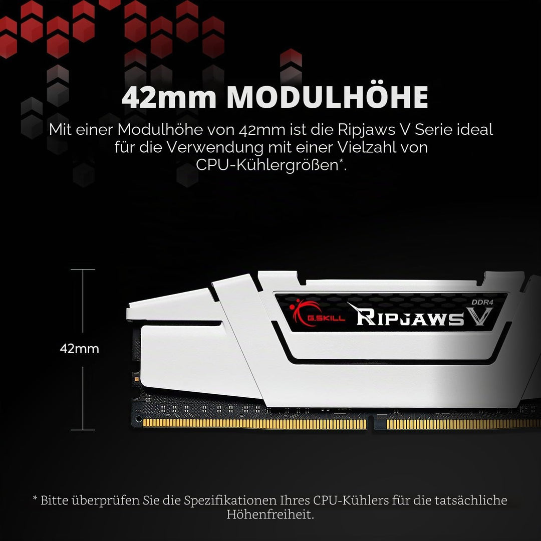 32GB G.Skill DDR4 PC4-28800 3600MHz Ripjaws V CL18 Dual Channel Kit (2x16GB) 1.35V
