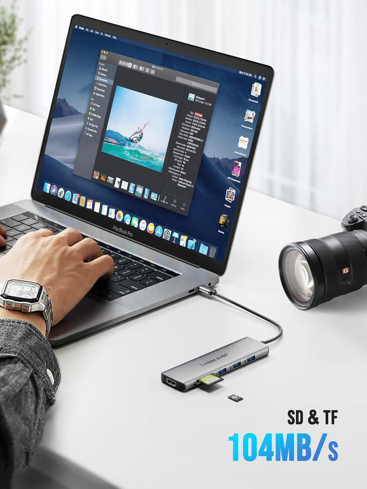 Lemorele USB C Hub – Docking Station 9 in 1 Aluminiumschale mit 4K HDMI, 3 USB 3.0, PD 100W, SD/TF,