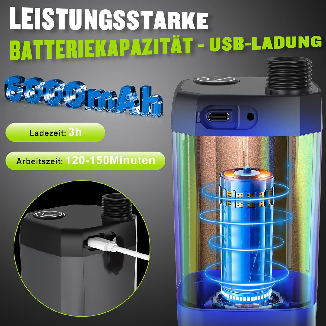 Spopal Campingdusche Tragbare, [6000mAh] Camping Dusche mit mit Pumpe und Temperaturanzeige, Camping