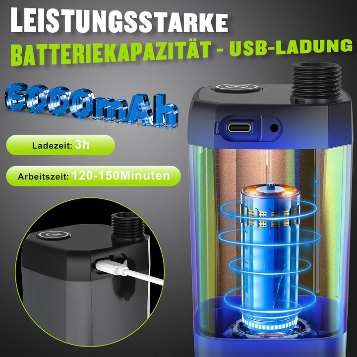 Spopal Campingdusche Tragbare, [6000mAh] Camping Dusche mit mit Pumpe und Temperaturanzeige, Camping