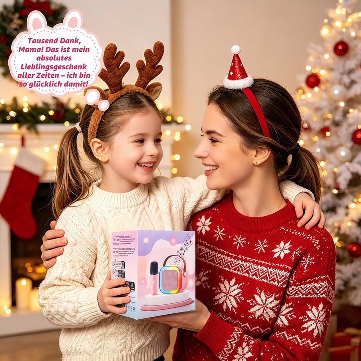 Karaoke Maschine für Kinder,Mini Karaoke Maschine mit 2 kabellosen Mikrofonen,Geburtstagsgeschenk fü