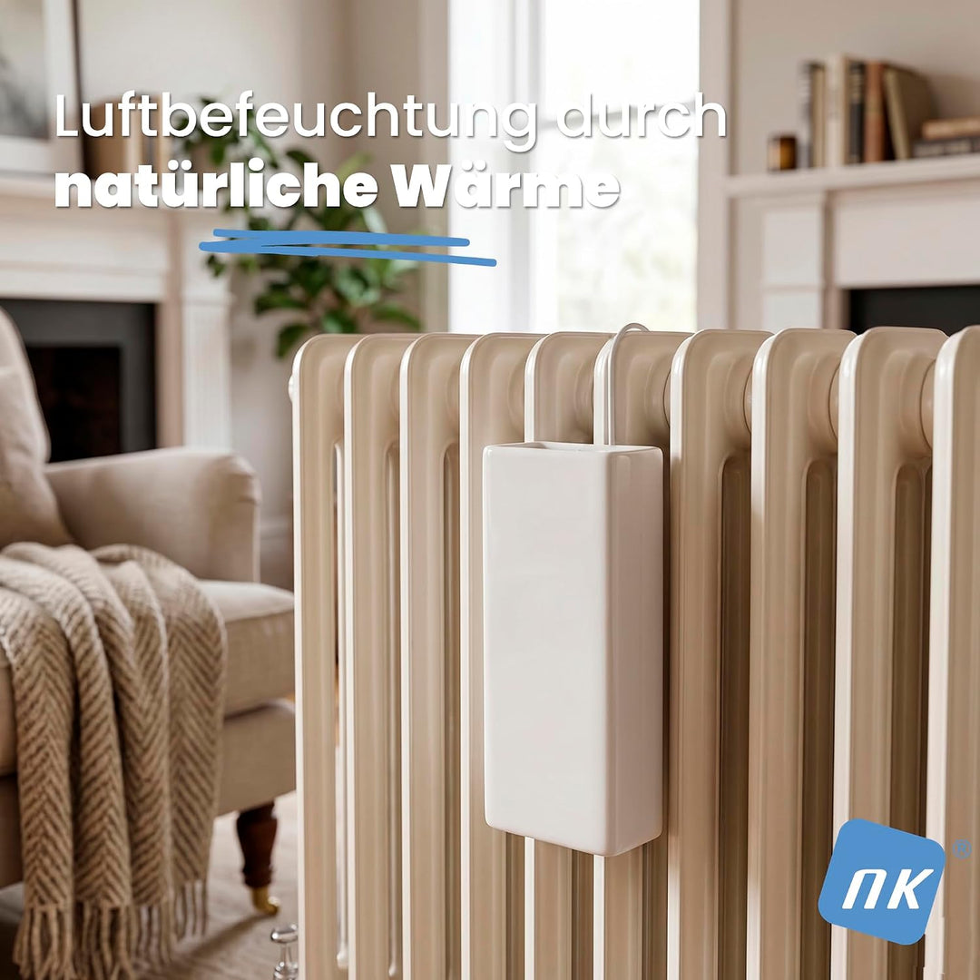 NK Heizkorper-Luftbefeuchter Keramik Weiss - 4er-Set Dolomit mit Haken