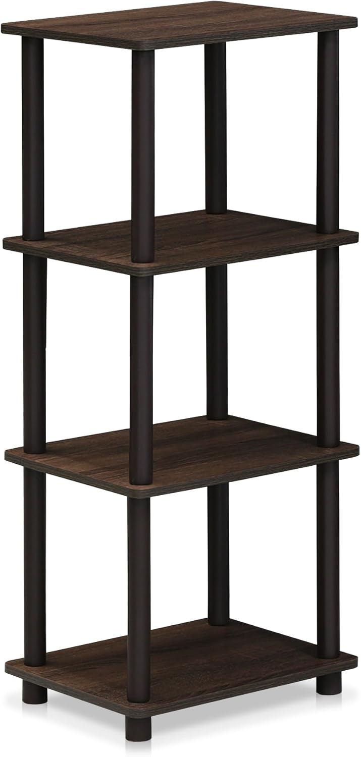 Furinno Raumregalsystem mit 3 Fächern, holz, Nussbaum/Braun, 29.46 x 29.46 x 92.71 cm Walnuss/Braun