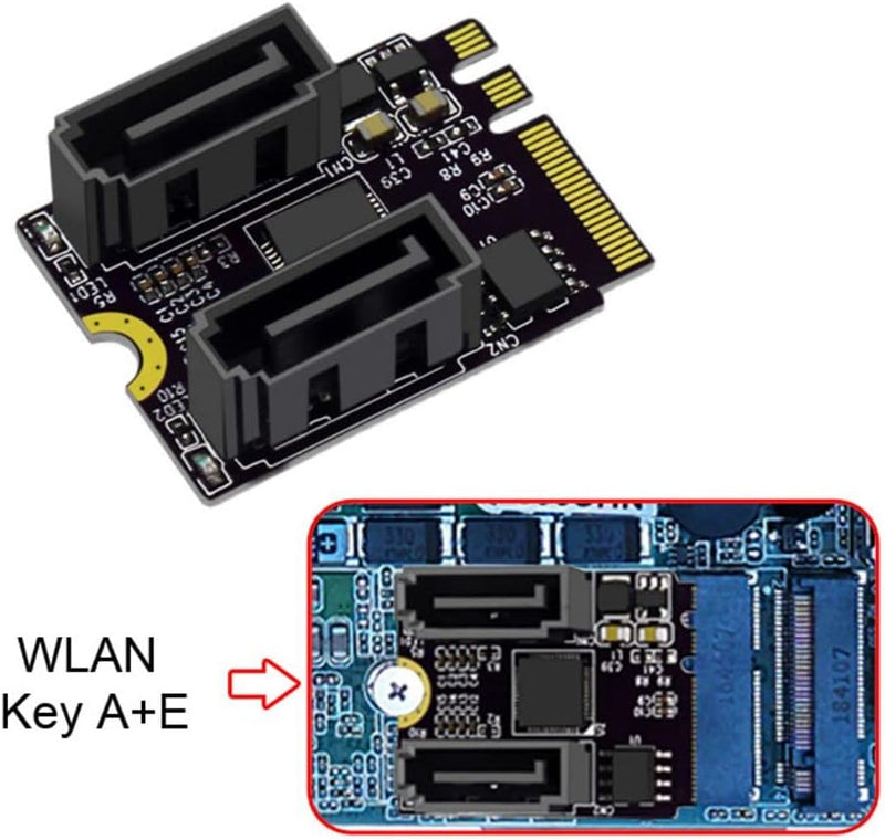 chenyang CY M.2 NGFF Key A+E PCI Express zu SATA 3.0 6Gbps Dual Ports Adapter Converter Festplattene