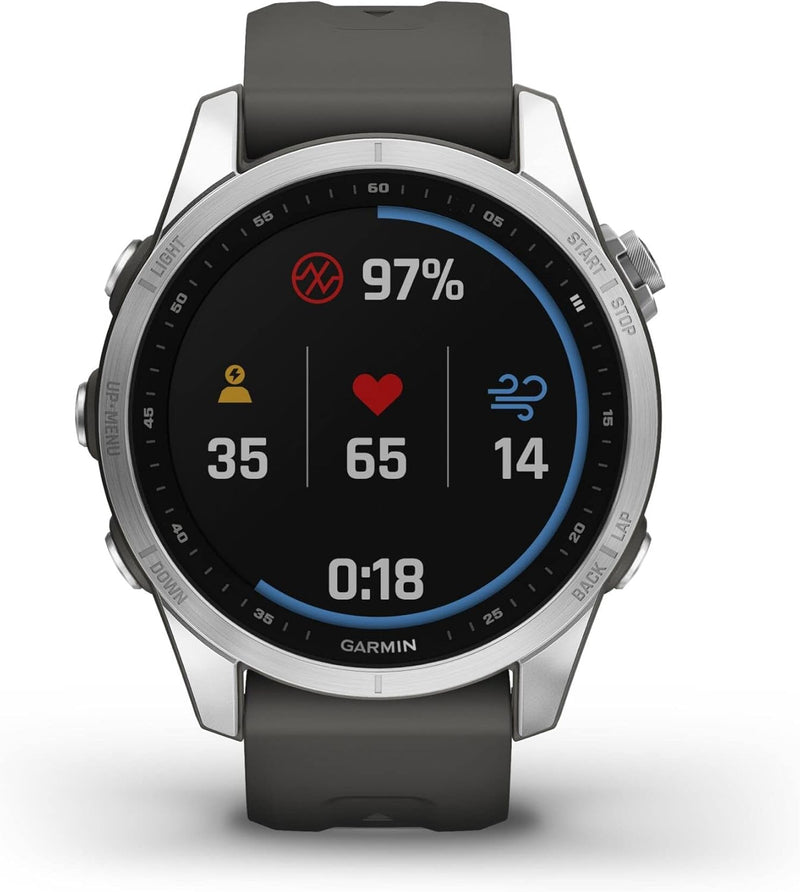 Garmin fenix 7 – GPS-Multisport-Smartwatch mit Farbdisplay und Touch-/Tastenbedienung, TOPO-Karten,