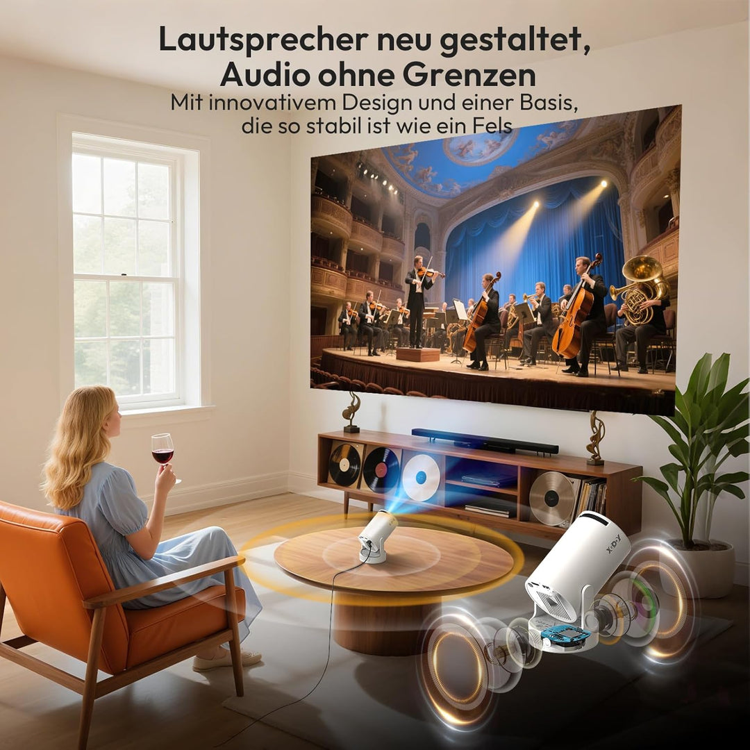 Beamer 4k 1080P 2025 Full HD Unterstützt Android 11, Gimbal 3s Aktualisierter Mini-Projektor 5G WiFi