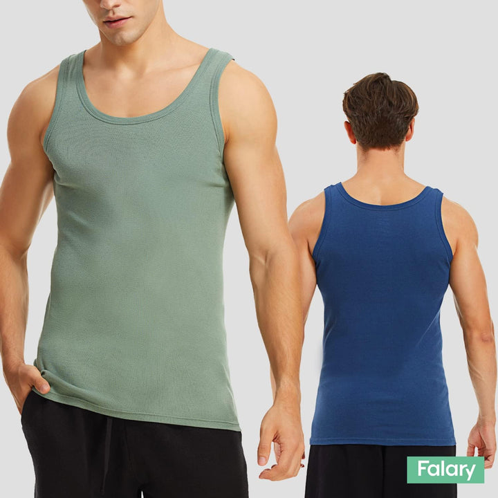 FALARY Unterhemd Herren 3/5er Pack Tank Top 100% Baumwolle Männer Weiss Schwarz Mehrfarbig alle Grös
