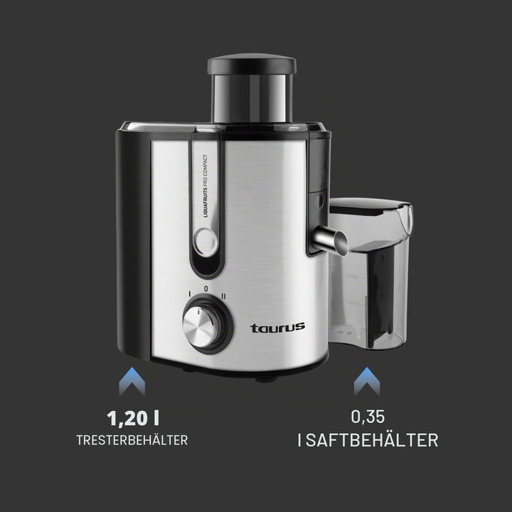 Taurus - Liquafruits Pro Compact Entsafter | 600W | Einlass 65 mm | Abnehmbarer Edelstahlfilter | 2