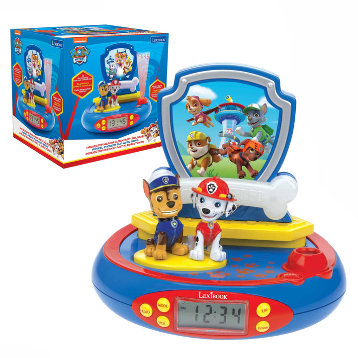 Lexibook, Paw Patrol, Projektorwecker für Kinder, Nachtlicht und Zeitprojektion an die Decke, Sounde