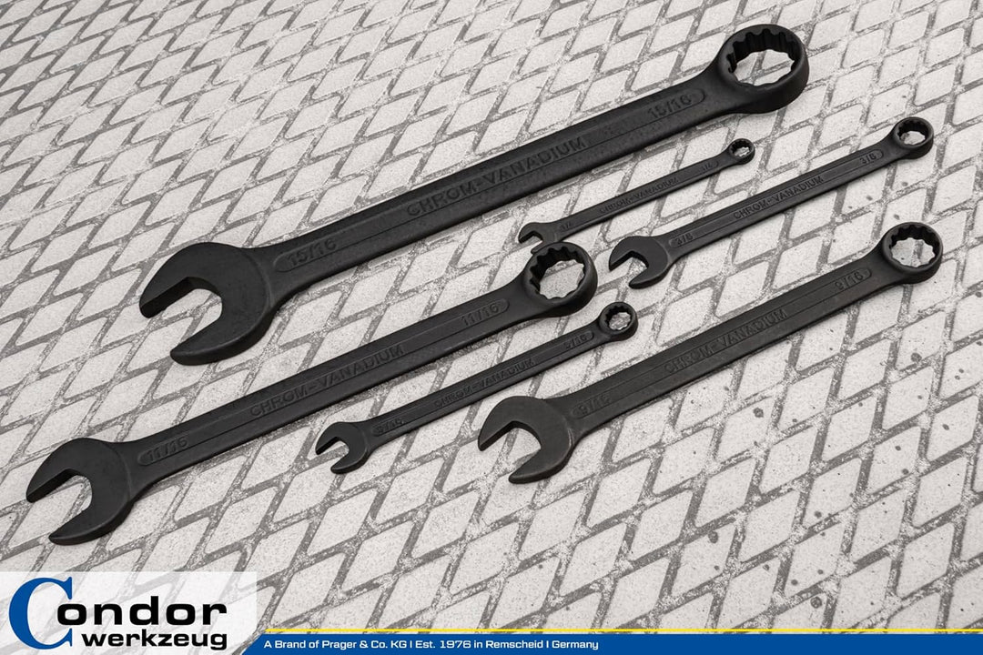 CONDOR Werkzeug 55040 | Gabel-Ringschlüssel-Satz | 12-tlg. | zöllig | 1/4" - 15/16" | Chrom-Vanadium